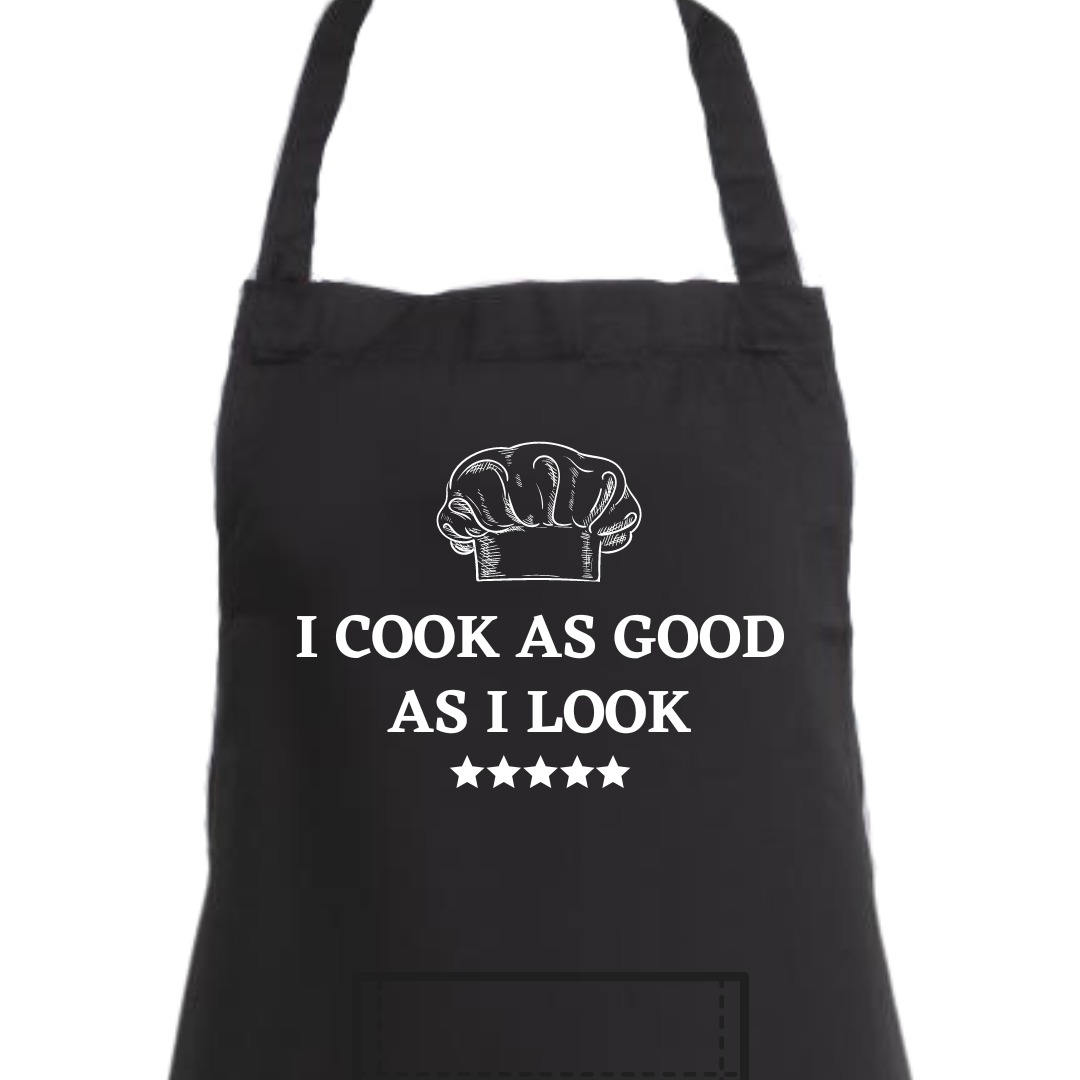 Second Ave Unisex Funny I Cook As Good As I Look Black Apron BBQ Grill Cooking Kitchen Apron