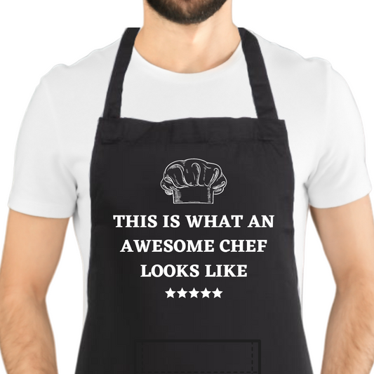 Second Ave Unisex Funny This Is What An Awesome Chef Looks Like Black Apron BBQ Grill Cooking Kitchen Apron