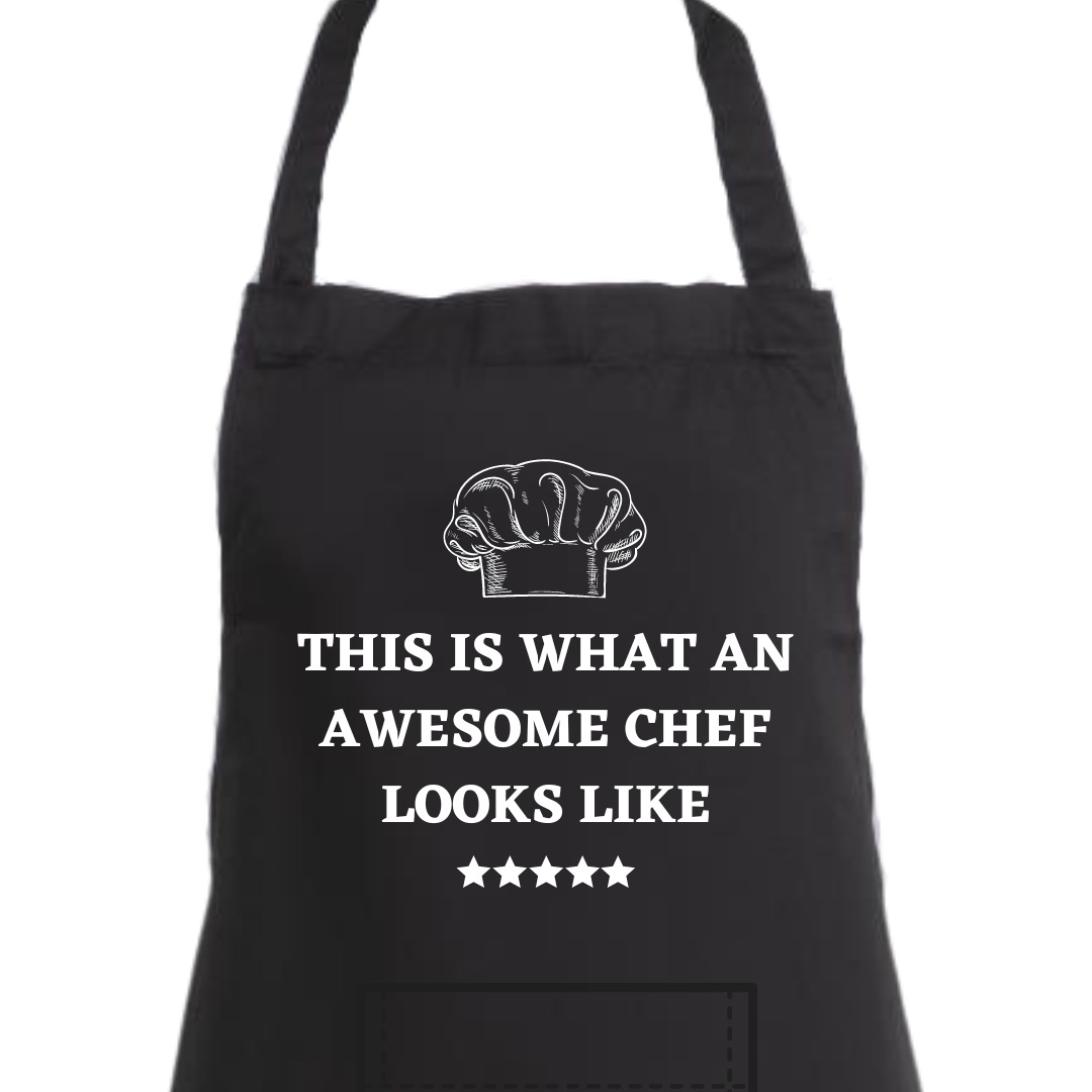 Second Ave Unisex Funny This Is What An Awesome Chef Looks Like Black Apron BBQ Grill Cooking Kitchen Apron