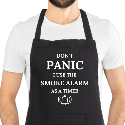 Second Ave Unisex Funny Use The Smoke Alarm As A Timer Black Apron BBQ Grill Cooking Kitchen Apron