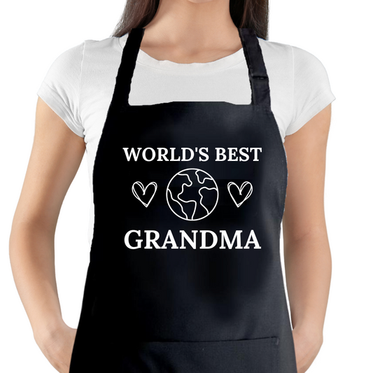 Second Ave Women's World's Best Grandma Black Apron Baking Cooking Kitchen Apron