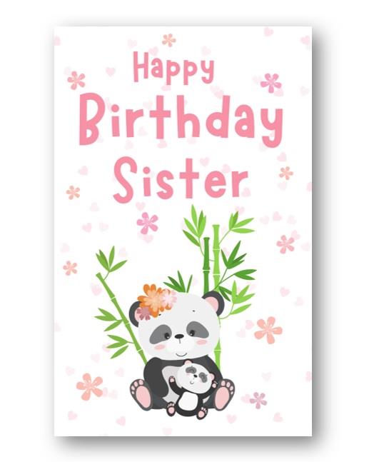 Second Ave Sister Cute Panda Happy Birthday Card Greetings Card For Her