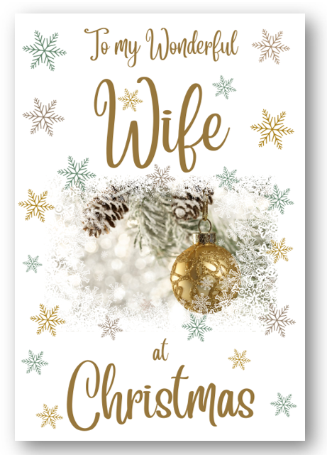 Second Ave Wife Christmas Gold Bauble Xmas Holiday Festive Greetings Card