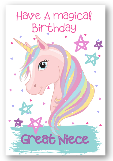 Second Ave Great Niece Unicorn Children's Kids Birthday Card For Her Greetings Card