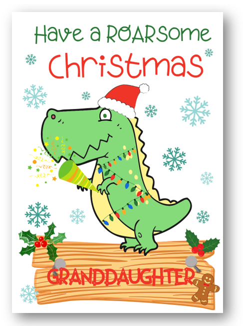 Second Ave Granddaughter Dinosaur Children's Kids Christmas Xmas Holiday Festive Greetings Card