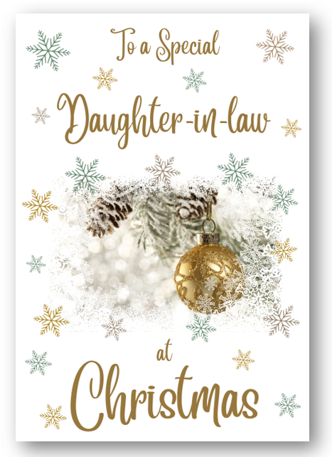 Second Ave Daughter-in-Law Christmas Gold Bauble Xmas Holiday Festive Greetings Card