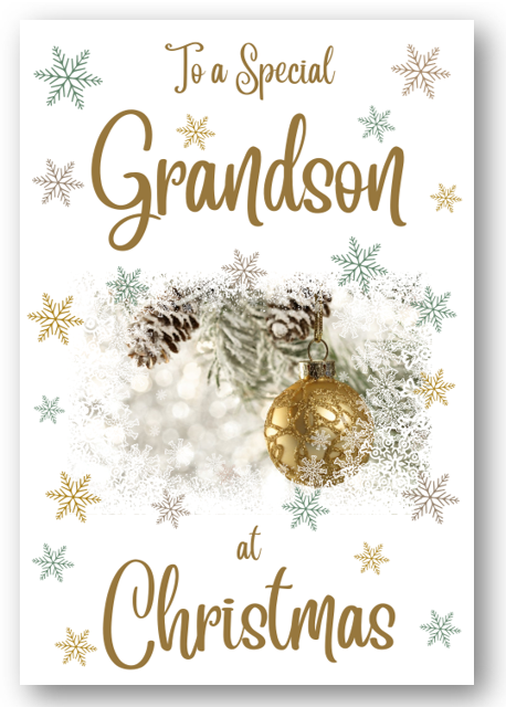 Second Ave Grandson Christmas Gold Bauble Xmas Holiday Festive Greetings Card