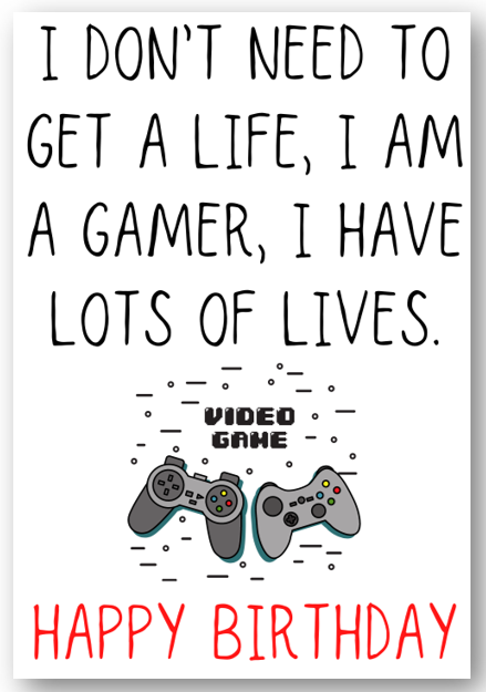 Second Ave Funny I Don't Need To Get A Life Gamer Birthday Card Greetings Card