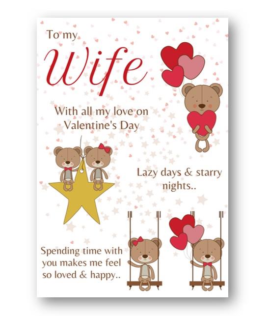 Second Ave Wife Bear Valentine Card For Her Cute Romantic Valentine's Day