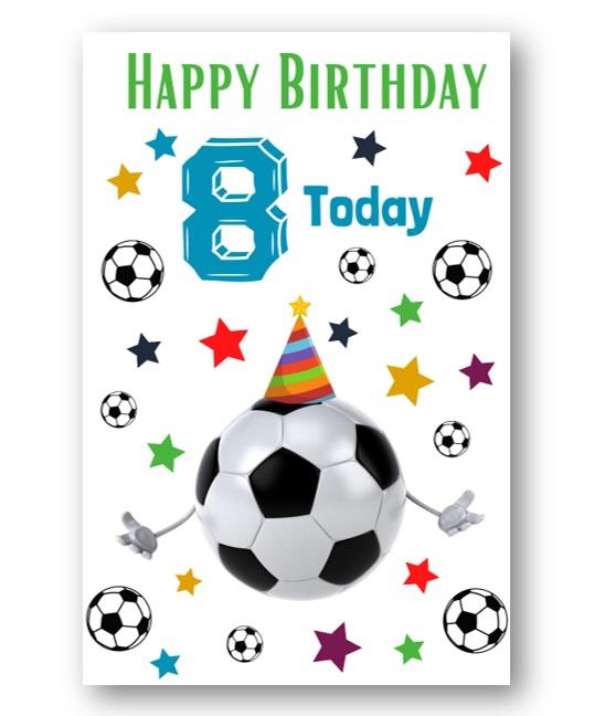 Second Ave 8th Birthday Age 8 Football Children's Kids Happy Birthday Card Greetings Card