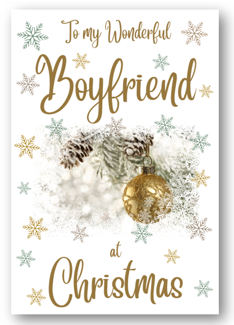 Second Ave Boyfriend Christmas Gold Bauble Xmas Holiday Festive Greetings Card