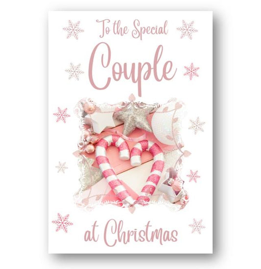Second Ave Couple Christmas Pink Heart Xmas Holiday Festive Greetings Card