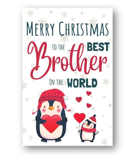 Second Ave Best Brother Penguin Children's Kids Christmas Xmas Holiday Festive Greetings Card