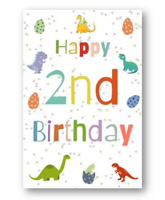 Second Ave 2nd Birthday Age 2 Dinosaur Children's Kids Happy Birthday Card Greetings Card For Boys or Girls