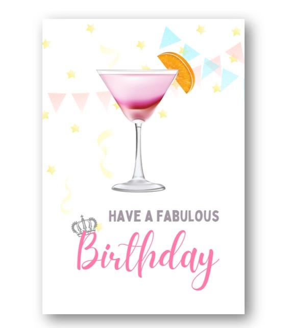 Second Ave Cocktail Happy Birthday Card Greetings Card For Her Female Friend