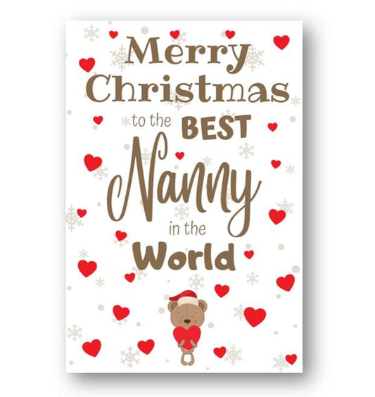 Second Ave Best Nanny Bear Children's Kids Christmas Xmas Holiday Festive Greetings Card