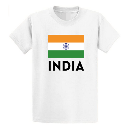 Second Ave Adult Unisex India Flag Cricket Supporter White T Shirt Top Kit