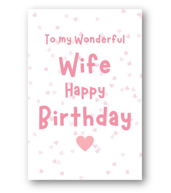 Second Ave Wife Pink Hearts Cute Happy Birthday Card Greetings Card For Her