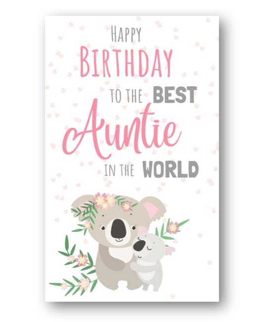 Second Ave Best Auntie In The World Cute Koala Happy Birthday Card Greetings Card For Her