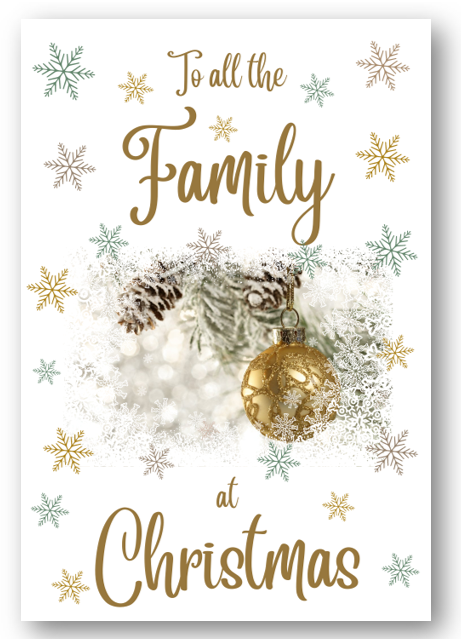 Second Ave All the Family Christmas Gold Bauble Xmas Holiday Festive Greetings Card