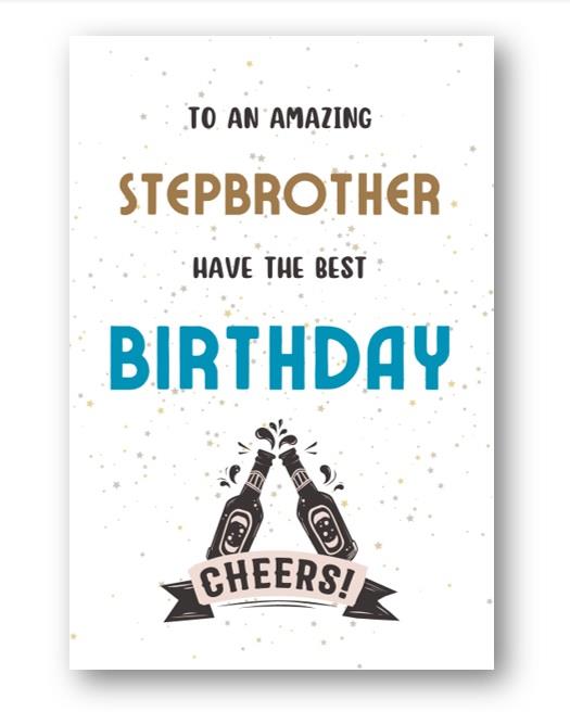 Second Ave Cheers Stepbrother Birthday Greetings Card