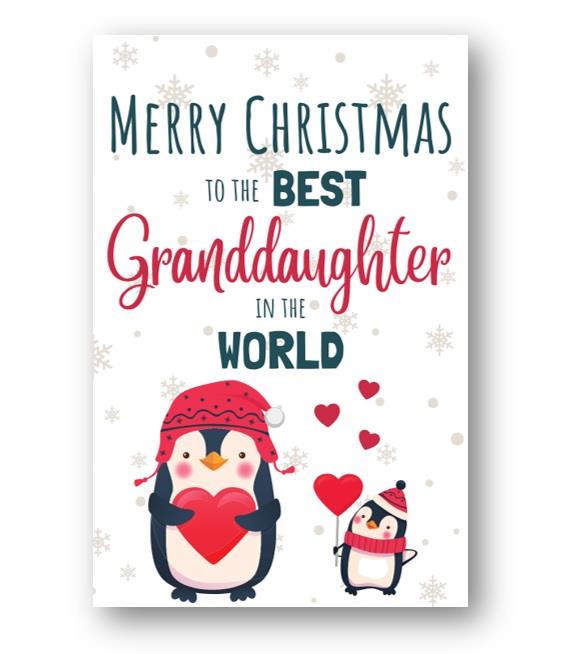 Second Ave Best Granddaughter Penguin Children's Kids Christmas Xmas Holiday Festive Greetings Card