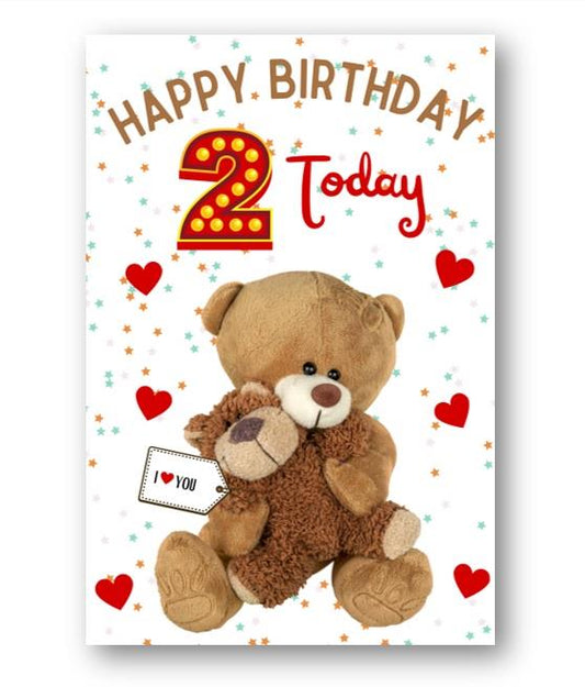 Second Ave 2nd Birthday Age 2 I Love You Bear Cute Happy Birthday Card Greetings Card