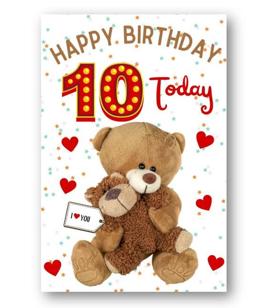 Second Ave 10th Birthday Age 10 I Love You Bear Cute Happy Birthday Card Greetings Card