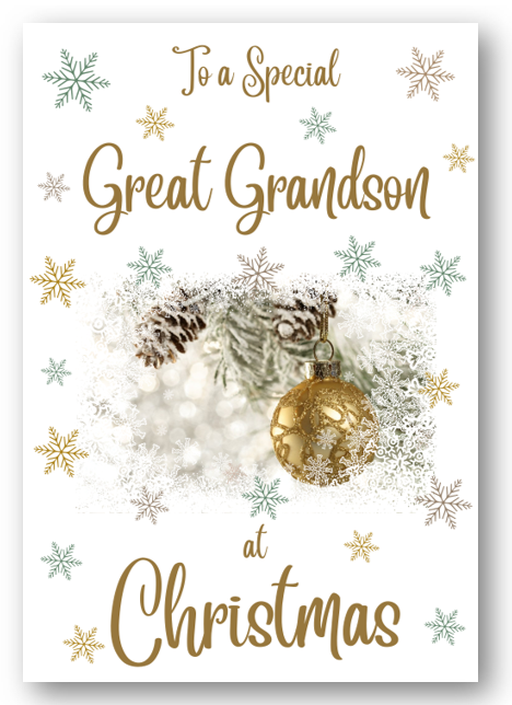 Second Ave Great Grandson Christmas Gold Bauble Xmas Holiday Festive Greetings Card