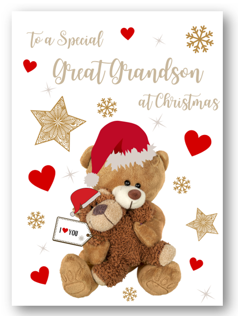 Second Ave Great Grandson Bear Heart Christmas Xmas Holiday Festive Greetings Card