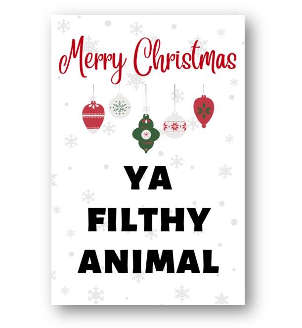 Second Ave Funny Joke Merry Christmas Ya Filthy Animal Xmas Holiday Festive Greetings Card