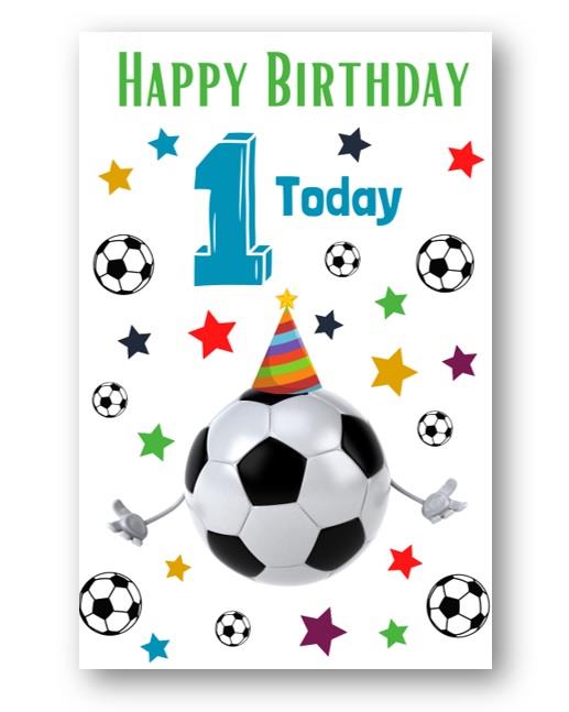 Second Ave 1st Birthday Age 1 Football Children's Kids Happy Birthday Card Greetings Card