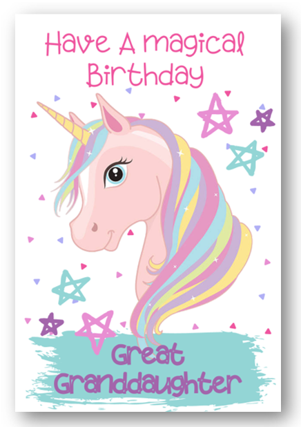 Second Ave Great Granddaughter Unicorn Children's Kids Birthday Card For Her Greetings Card
