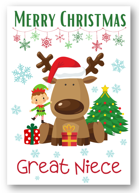 Second Ave Great Niece Reindeer Elf Children's Kids Christmas Xmas Holiday Festive Greetings Card