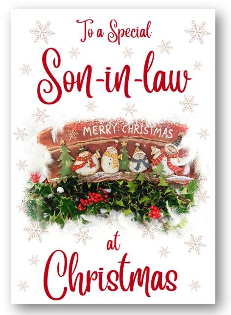 Second Ave Son-in-Law Christmas Red Holly Snowman Xmas Holiday Festive Greetings Card
