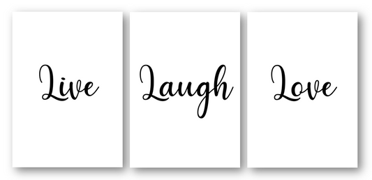 Second Ave A4 Set of 3 Live Laugh Love Quote Home Print Poster Wall Art