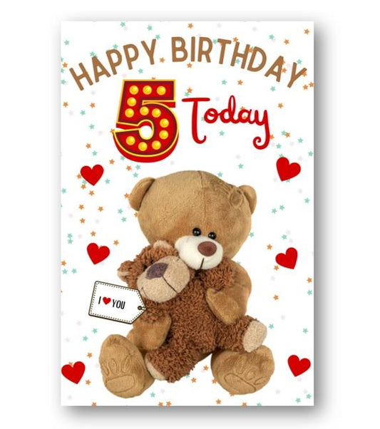 Second Ave 5th Birthday Age 5 I Love You Bear Cute Happy Birthday Card Greetings Card