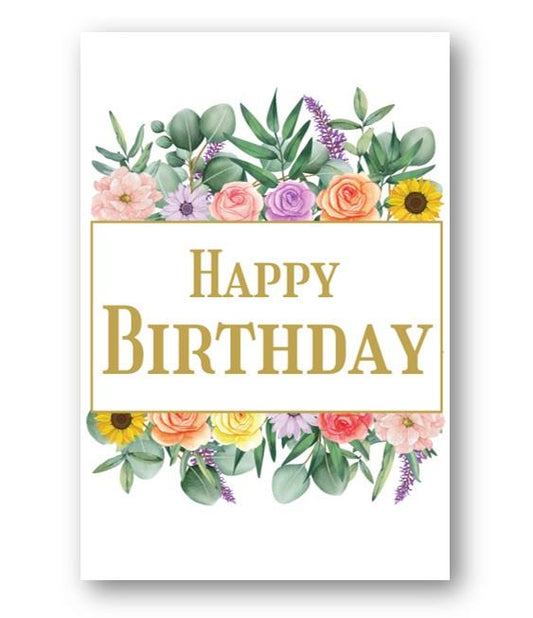 Second Ave Flower Gold Cute Happy Birthday Card Greetings Card For Her Female Friend