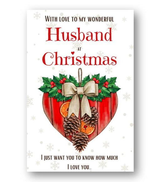 Second Ave Wonderful Husband Christmas Heart Love You Romantic Xmas Holiday Festive Greetings Card