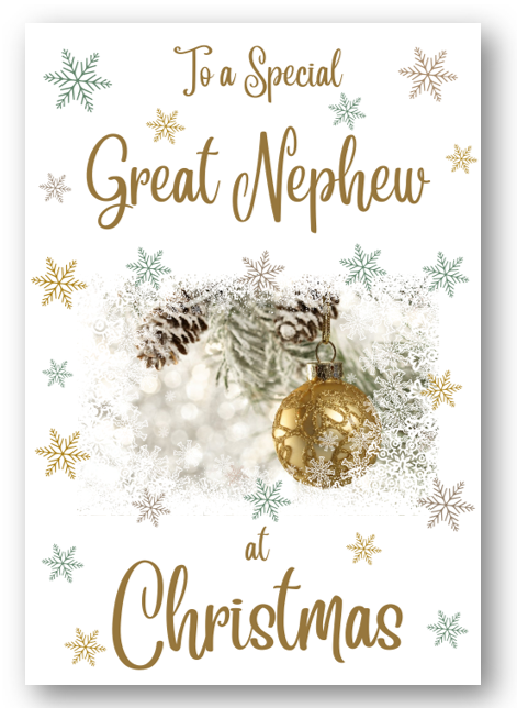 Second Ave Great Nephew Christmas Gold Bauble Xmas Holiday Festive Greetings Card