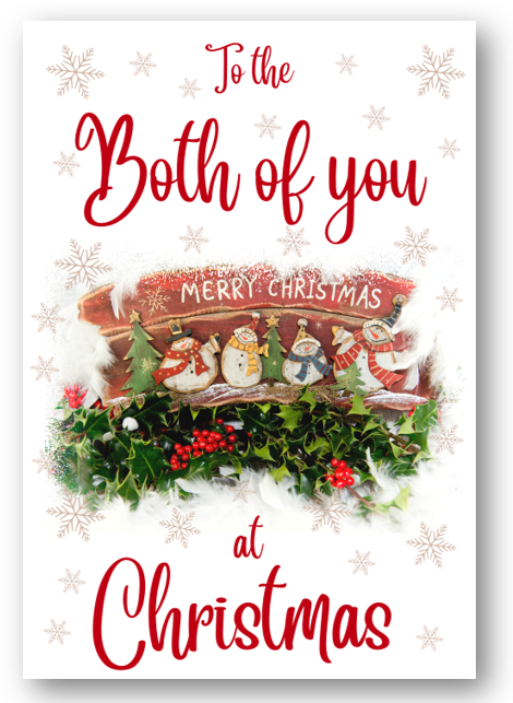 Second Ave Both of You Christmas Red Holly Snowman Xmas Holiday Festive Greetings Card
