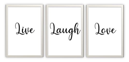 Second Ave A5 White Framed Set of 3 Live Laugh Love Quote Home Print Poster Wall Art