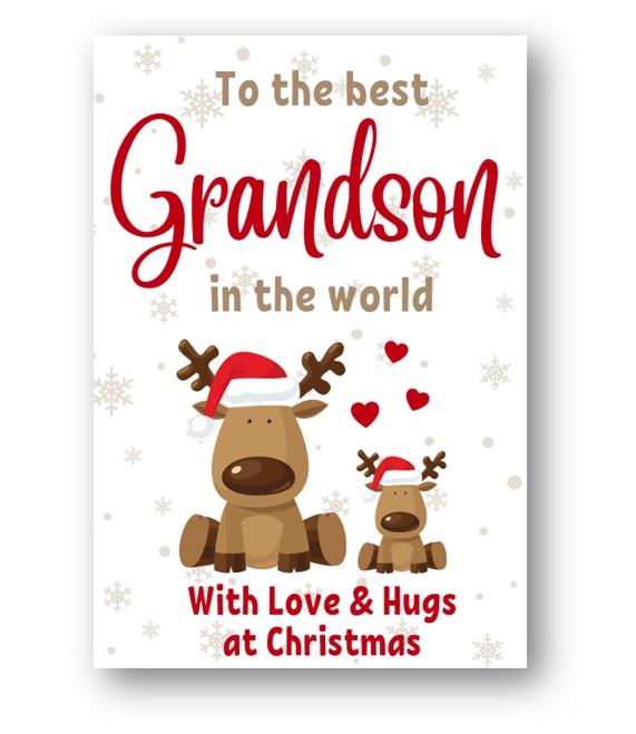 Second Ave Best Grandson Reindeer Children's Kids Christmas Xmas Holiday Festive Greetings Card