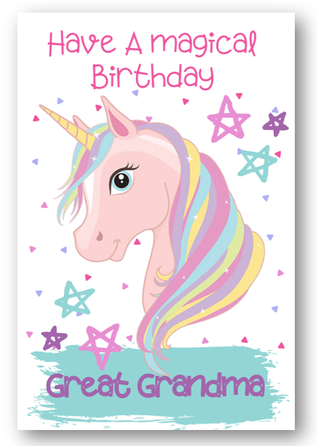 Second Ave Great Grandma Unicorn Children's Kids Birthday Card For Her Greetings Card