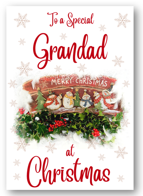 Second Ave Grandad Christmas Red Holly Snowman Xmas Holiday Festive Greetings Card