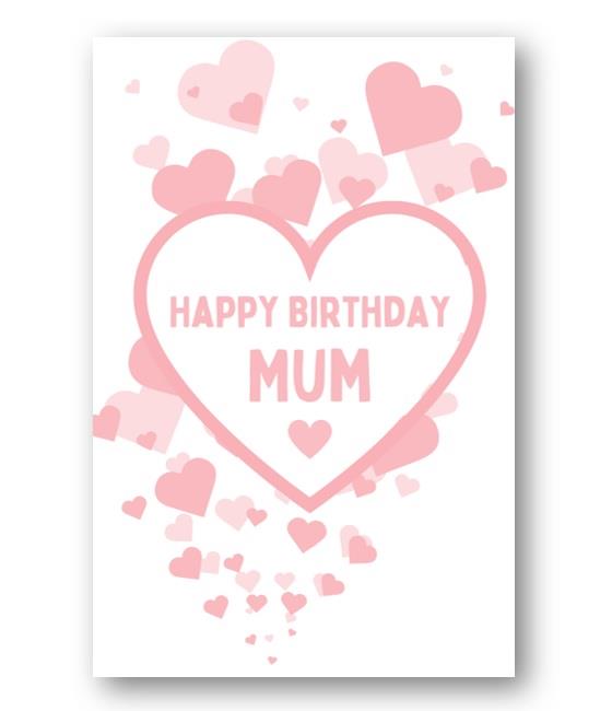 Second Ave Mum Pink Hearts Love Cute Happy Birthday Card Greetings Card For Her