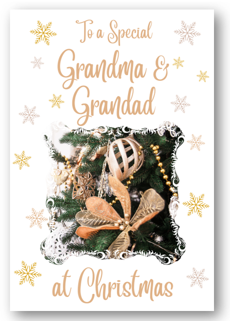 Second Ave Grandma & Grandad Christmas Gold Decoration Xmas Holiday Festive Greetings Card
