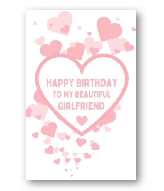Second Ave Girlfriend Pink Hearts Love Cute Happy Birthday Card Greetings Card For Her