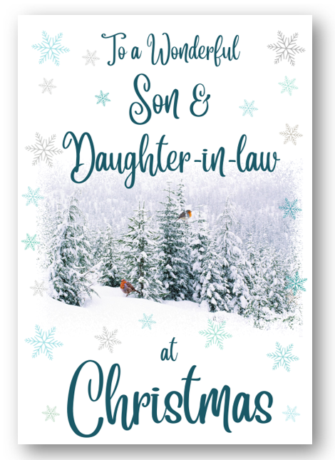 Second Ave Son & Daughter-in-Law Christmas Winter Scene Xmas Holiday Festive Greetings Card