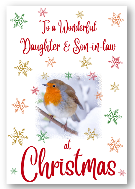 Second Ave Daughter & Son-in-Law Christmas Robin Xmas Holiday Festive Greetings Card